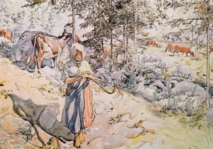 Niña tejiendo, 1905 de Carl Larsson